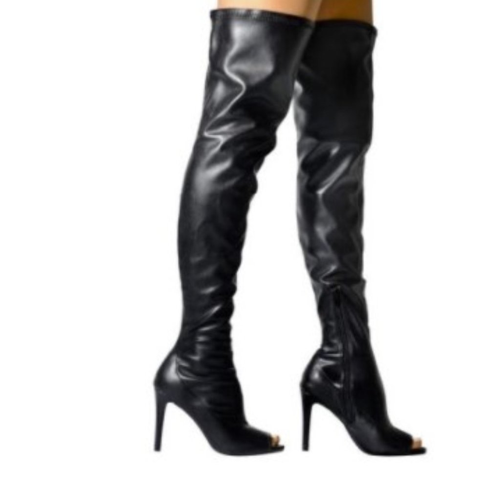 Berlin-16S Over-the-Knee Vegan Leather Boots